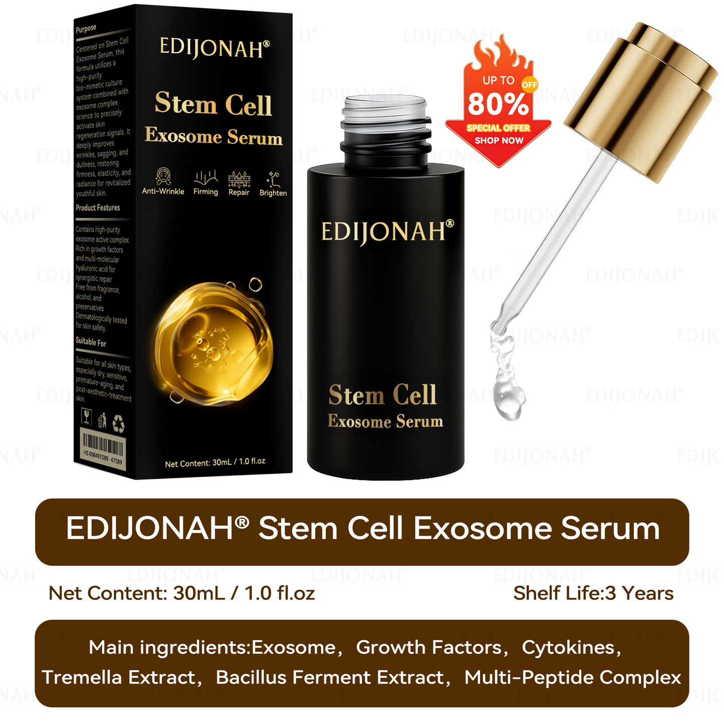 🌿𝐸𝐷𝐼𝐽𝑂𝑁𝐴𝐻® 𝑆𝑡𝑒𝑚 𝐶𝑒𝑙𝑙 𝐸𝑥𝑜𝑠𝑜𝑚𝑒 𝑆𝑒𝑟𝑢𝑚 -（ Anti-aging, reduces wrinkles, improves firmness, enhances radiance, provides deep hydration）英国  外泌体抗皱 定稿（副本）